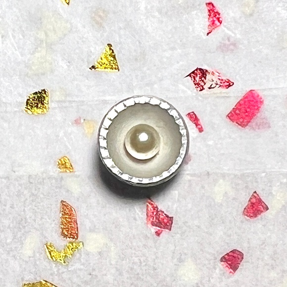 Vintage Silver with Pearl Tie Tack with Silver Chain - Picture 2 of 5